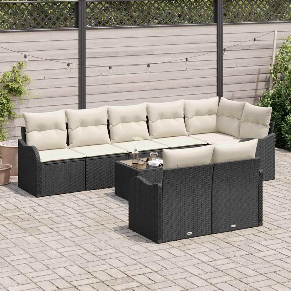 vidaXL Tuin Sofa Set Zwart poly rattan, foto 3