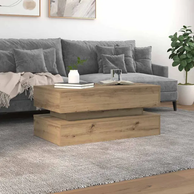 vidaXL Salontafel met LED-verlichting 90x50x40cm artisanaal eikenkleur