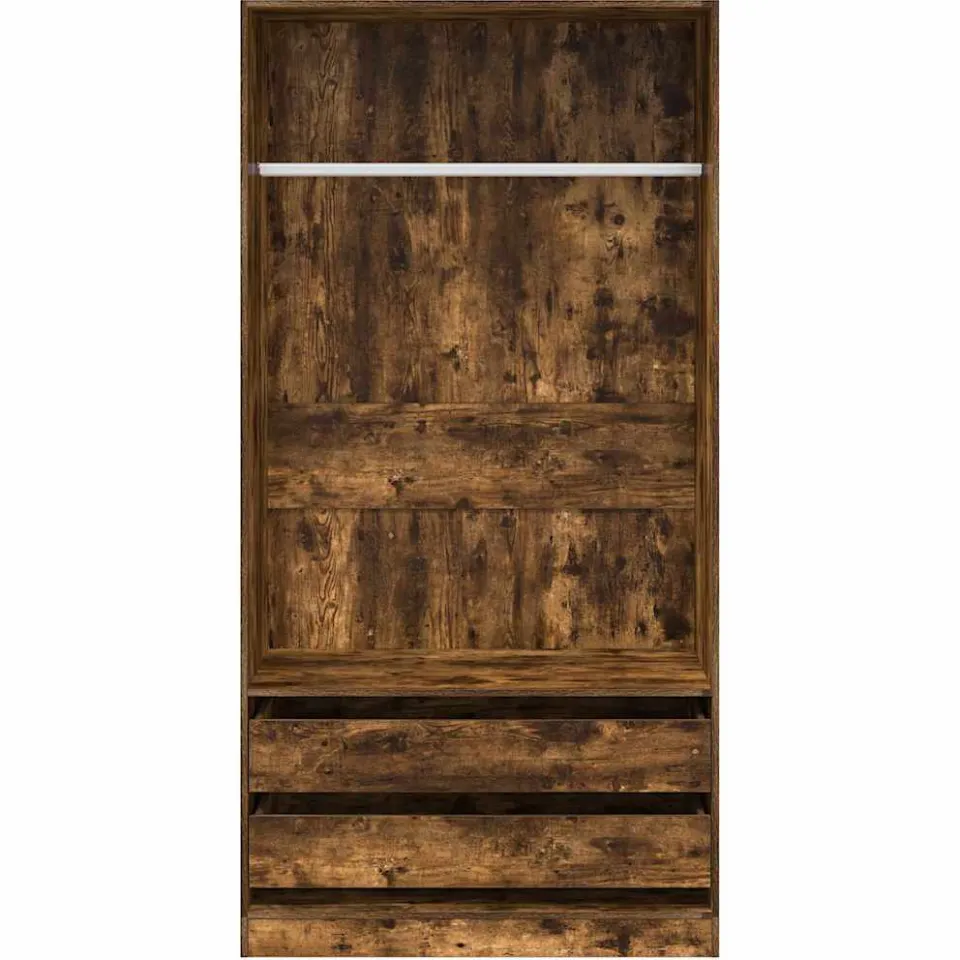vidaXL Kledingkast 100x50x200 cm bewerkt hout gerookt eikenkleurig