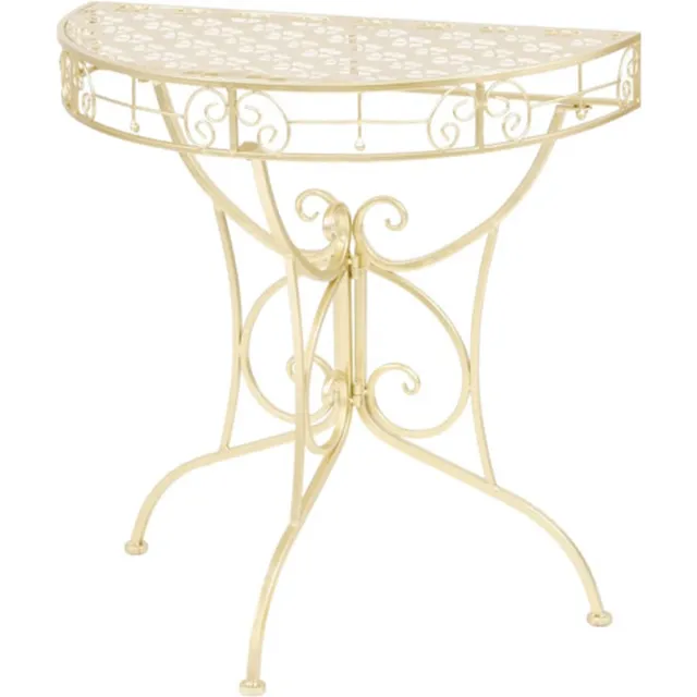 vidaXL Bijzettafel - vintage - stijl - half - rond - 72x36x74 - cm - metaal - goud
