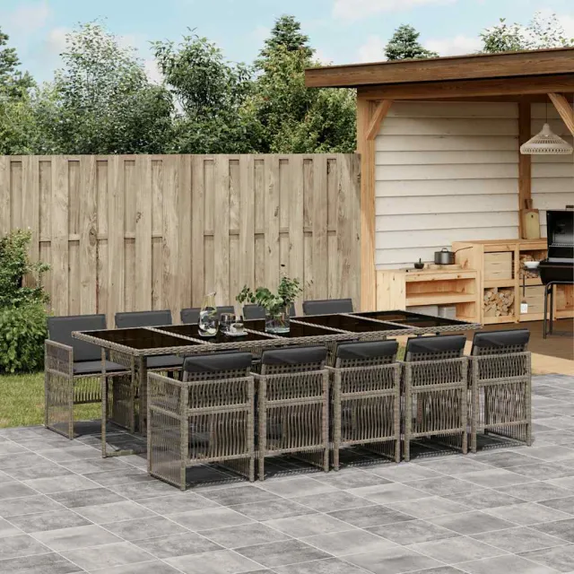 vidaXL 11-delige Tuinset met kussens poly rattan gemengd beige, foto 2