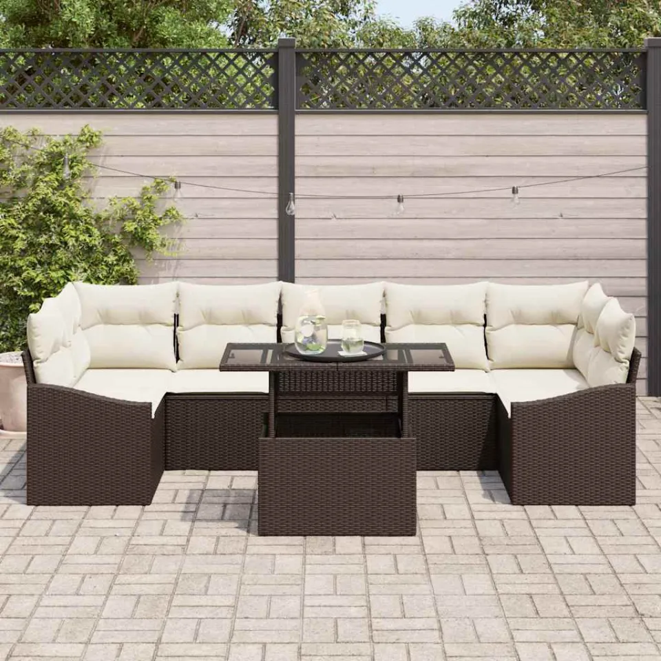 vidaXL Tuin Sofa Set 8 st Bruin poly rattan, foto 3
