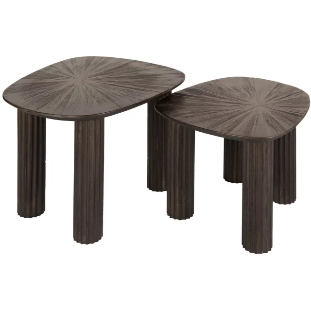 Giga Living Giga Meubel Salontafel Maya - Donkerbruin Hout - Set van 2 - 76x61x38cm