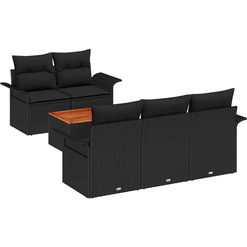 vidaXL Tuinbankenset 6 st Zwart poly rattan