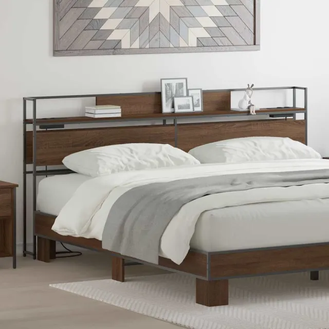 vidaXL Opberghoofdbord Bruin eiken 200 cm Bewerkt hout