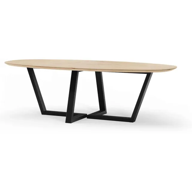 Ovale eiken tafel Marik met stalen poot