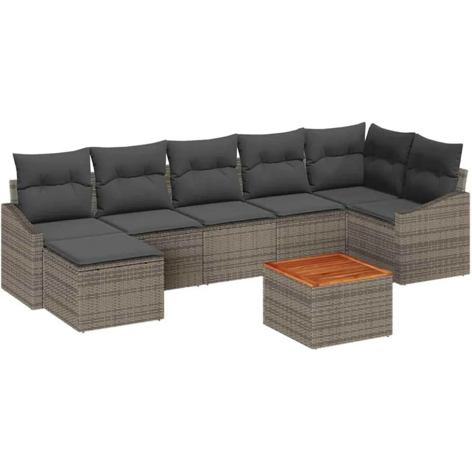 vidaXL Tuinbankenset 8 st Grijs poly rattan