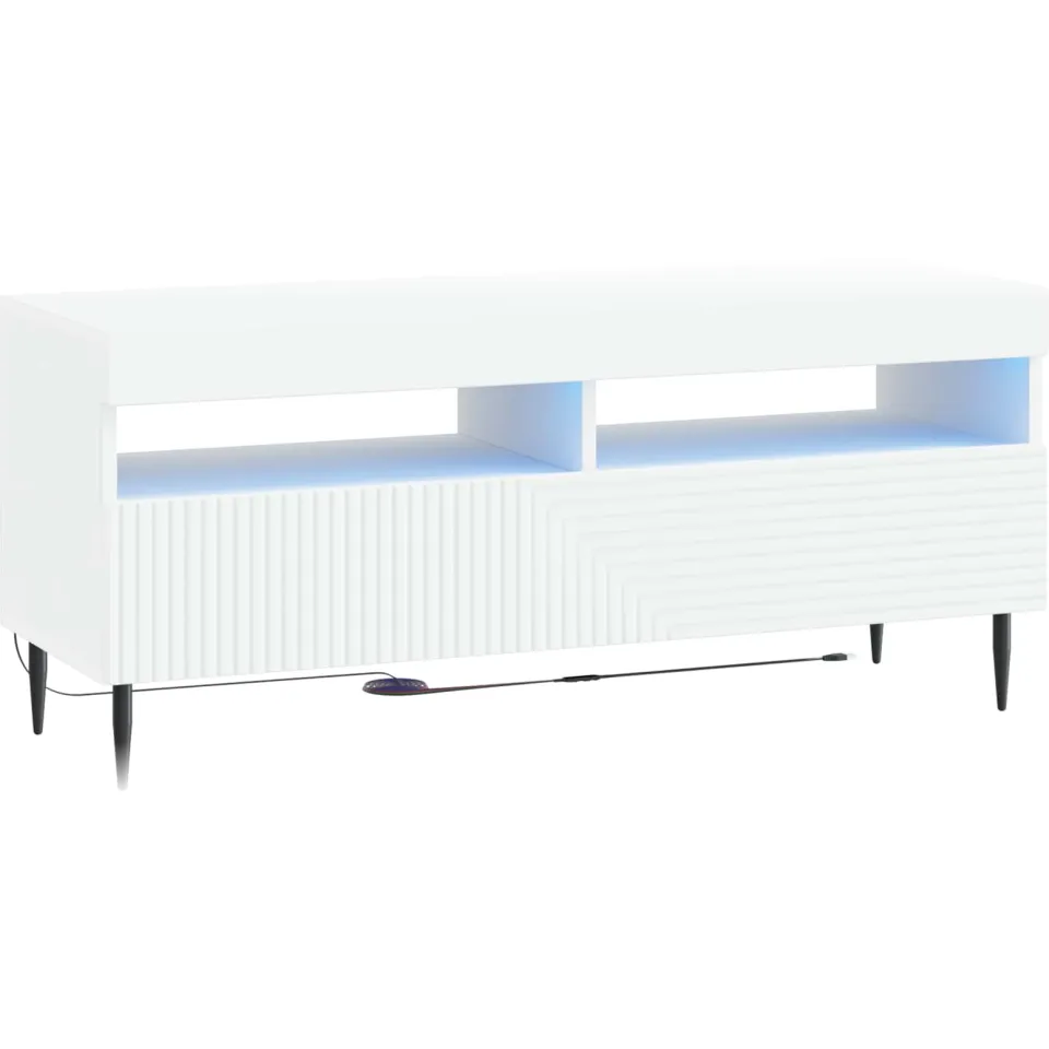 vidaXL LED tv-meubel HAARLEM 100 x 35 x 43 cm Wit Bewerkt hout