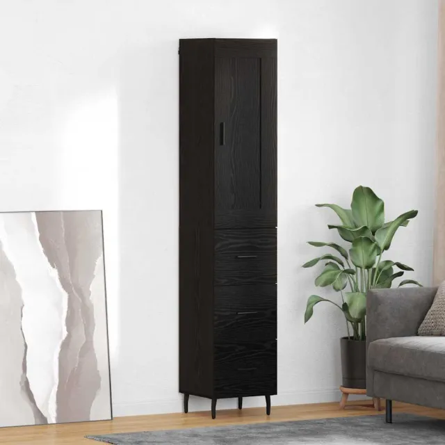 vidaXL Highboard Zwart Eiken 34,5 x 34 x 180 cm Bewerkt hout, foto 2