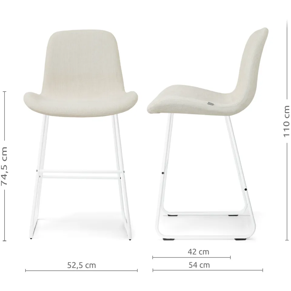 Nolon Nino-Fé barkruk cottonbeige - wit onderstel - 75 cm, foto 2
