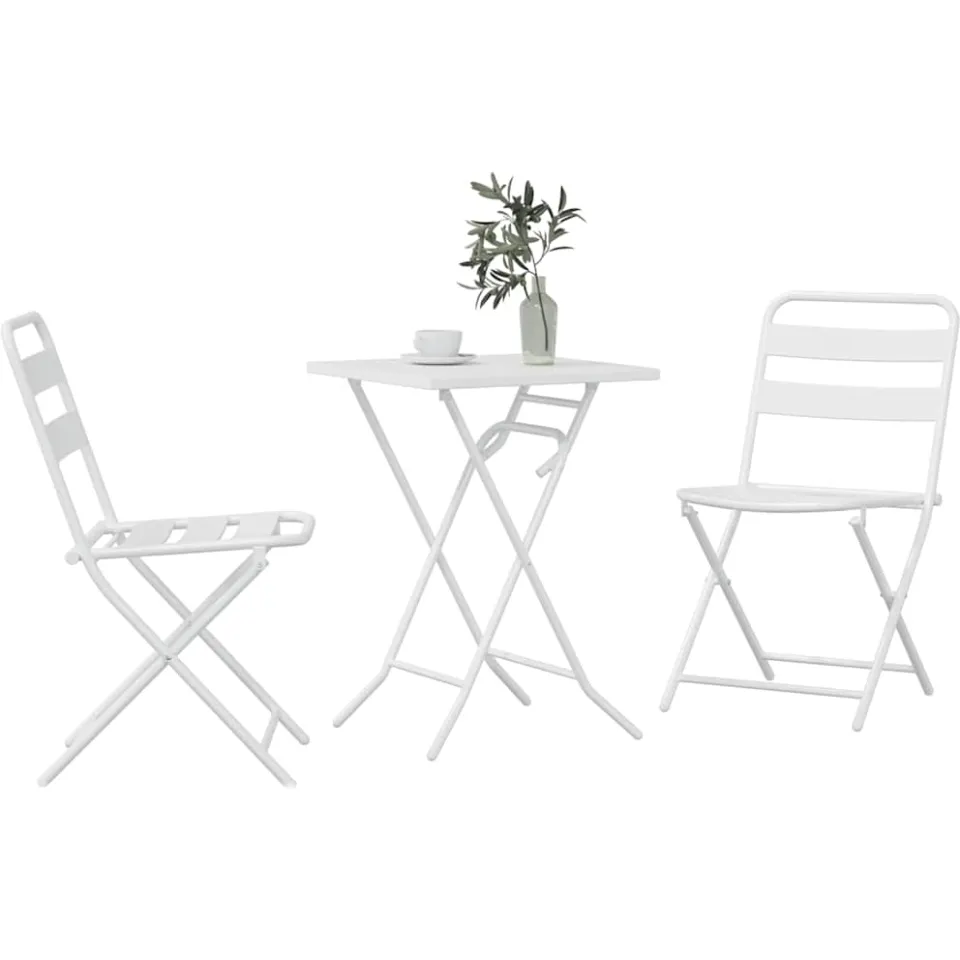 vidaXL Tuin Bistro Set 3 st Wit Staal
