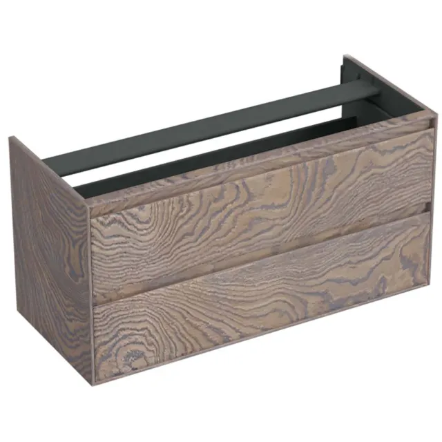Forzalaqua Onderkast Forzalaqua Reno 120x51x60 Cm 2 Lades Softclose Eiken Silver Grey Bruin