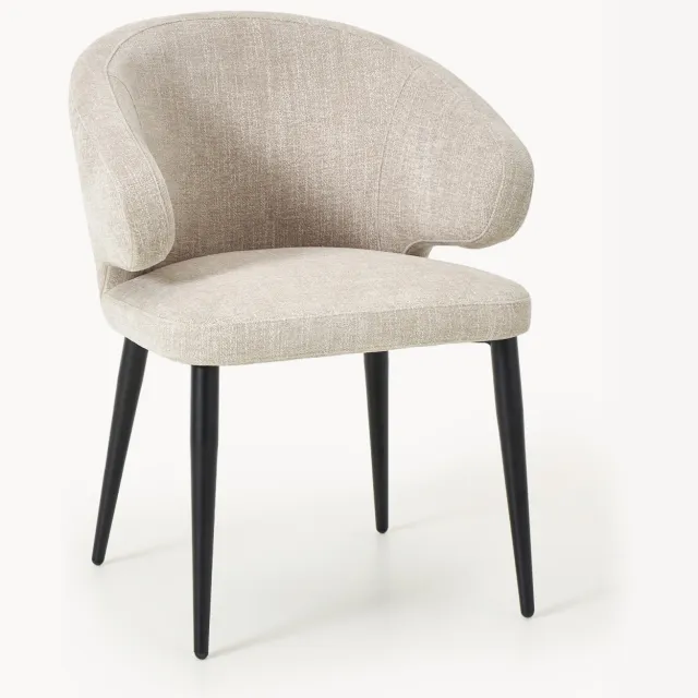 Westwing Collection Bouclé fauteuil Celia Taupe, Zwart