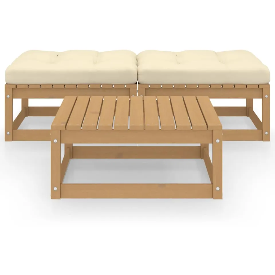 vidaXL 3-delige Loungeset met kussens massief grenenhout bruin, foto 3