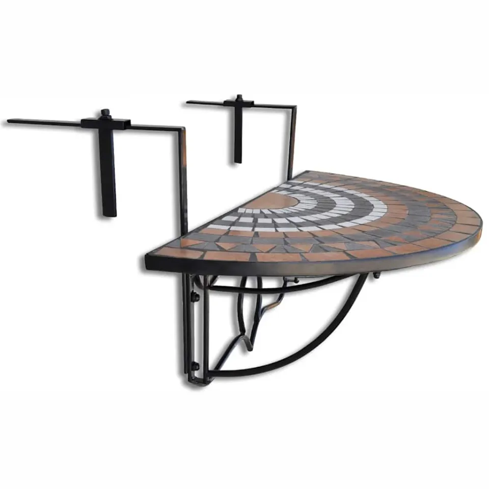 vidaXL Balkontafel hangend mozaïek terracottakleurig en wit Bruin