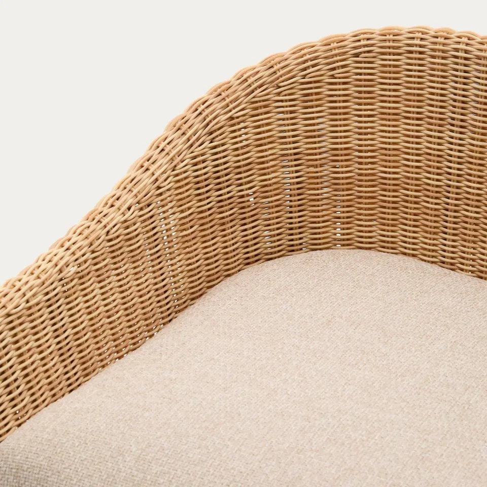 Kave Home Galea barkruk teakhout en rattan, foto 7