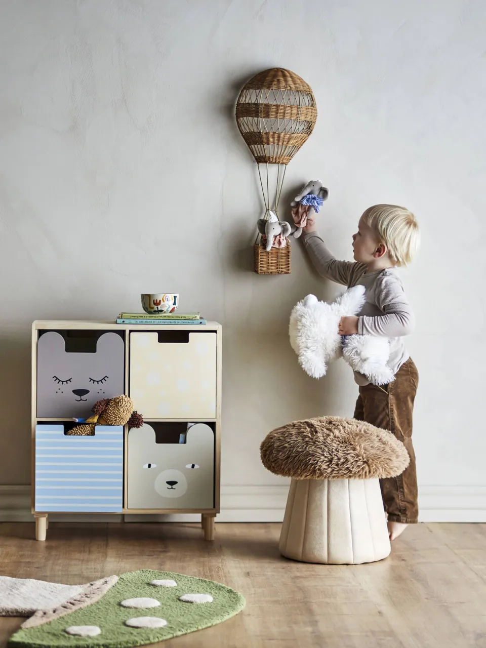 Bloomingville Mini poef Bertil bruin, foto 3