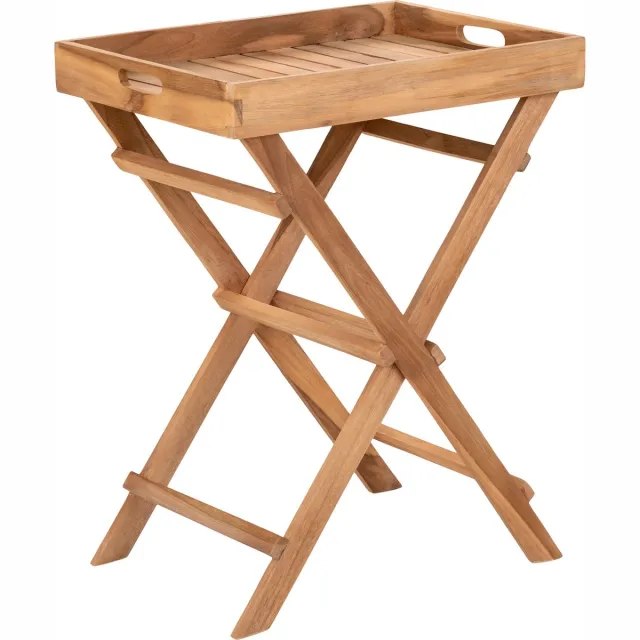 House Nordic Ronda Teakhouten dienbladtafel - Teakhouten dienbladtafel 29*39*h49,5 cm Bruin