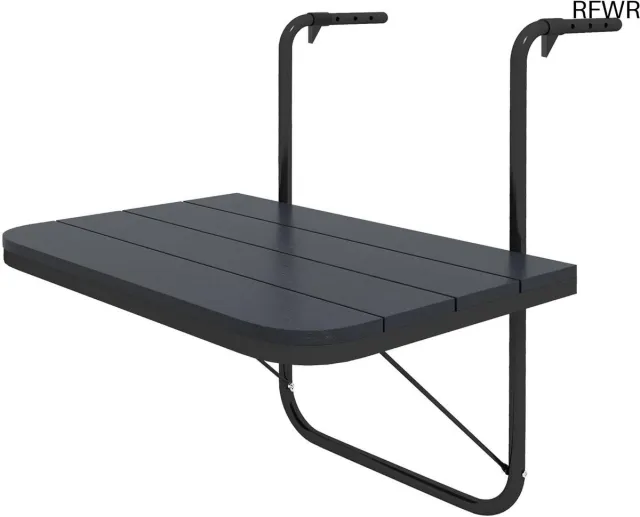 RFWR Inklapbare Balkontafel voor Balkon met Verstelbare Hoogte - 60 x 40 cm, Zwart
