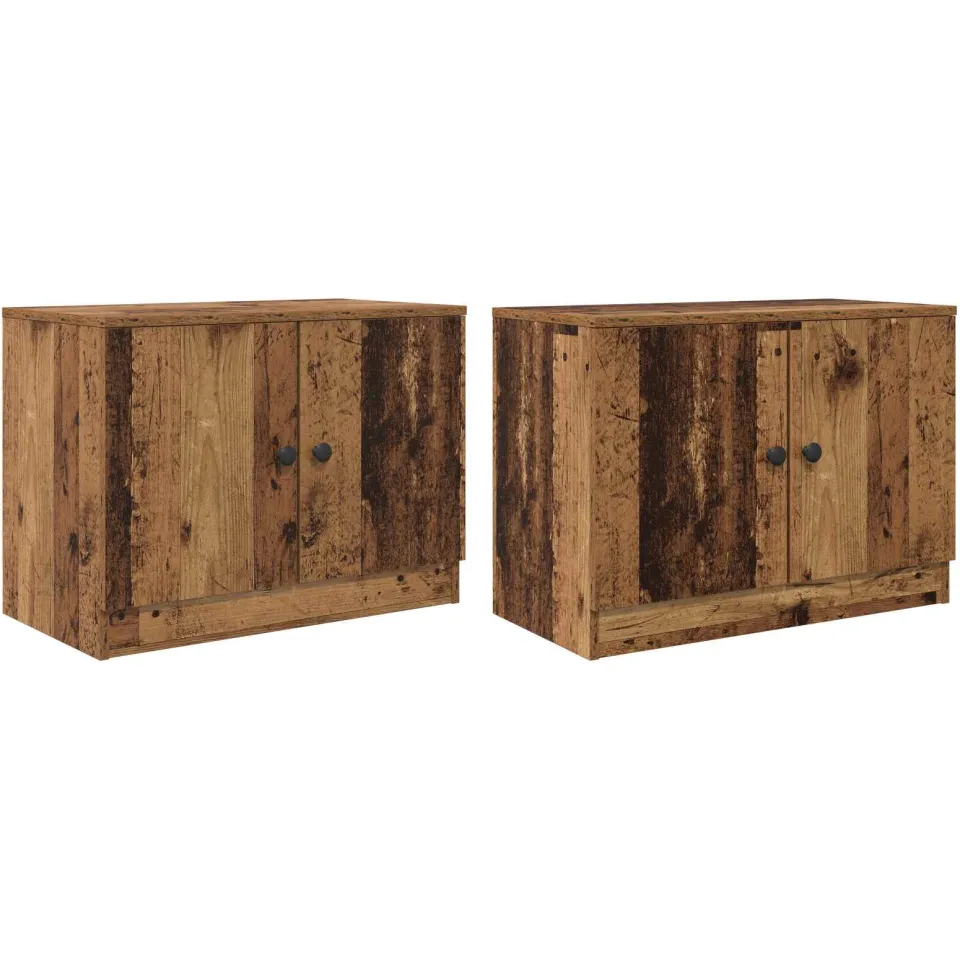 vidaXL Opbergkast voor Loftbed 2 st Oud hout 66 x 35 x 48 cm bruin, foto 4