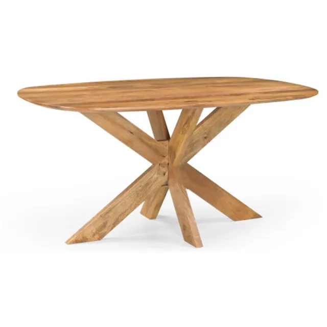 Benoa Eettafel Deens Ovaal Runa mangohout met Houten Onderstel 160x100x76 cm Naturel