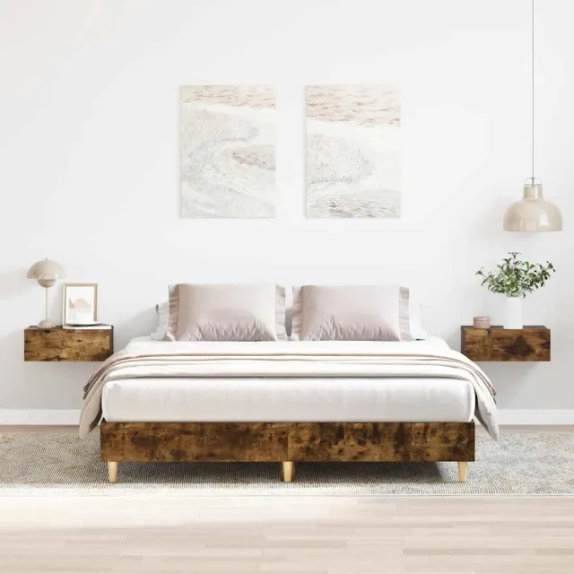 vidaXL Bedframe zonder matras 140x200 cm spaanplaat gerookt eiken Bruin