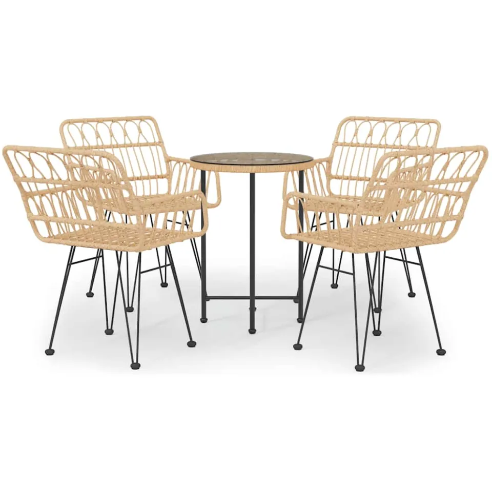 vidaXL 5-delige Tuinset poly rattan Bruin