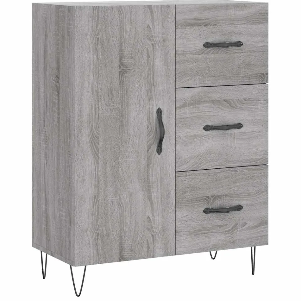 vidaXL Dressoir 69,5x34x90 cm bewerkt hout grijs sonoma eikenkleurig, foto 3