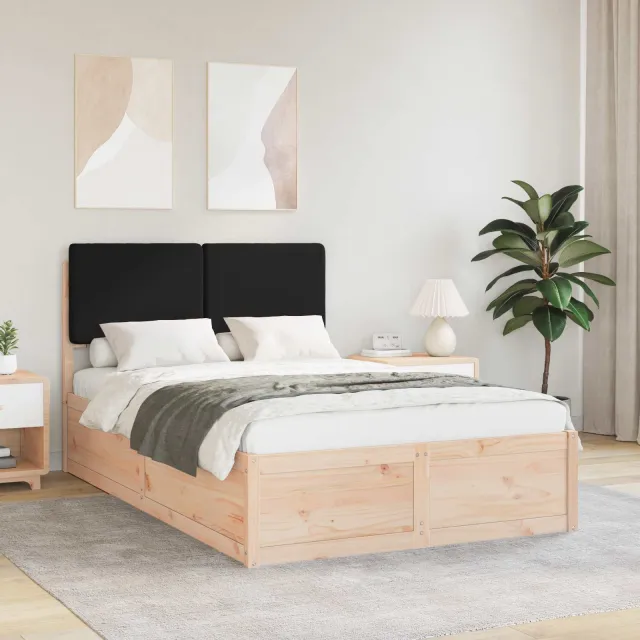 vidaXL Bedframe met Gevoerd Hoofdgedeelte Zwart 120 x 200 cm