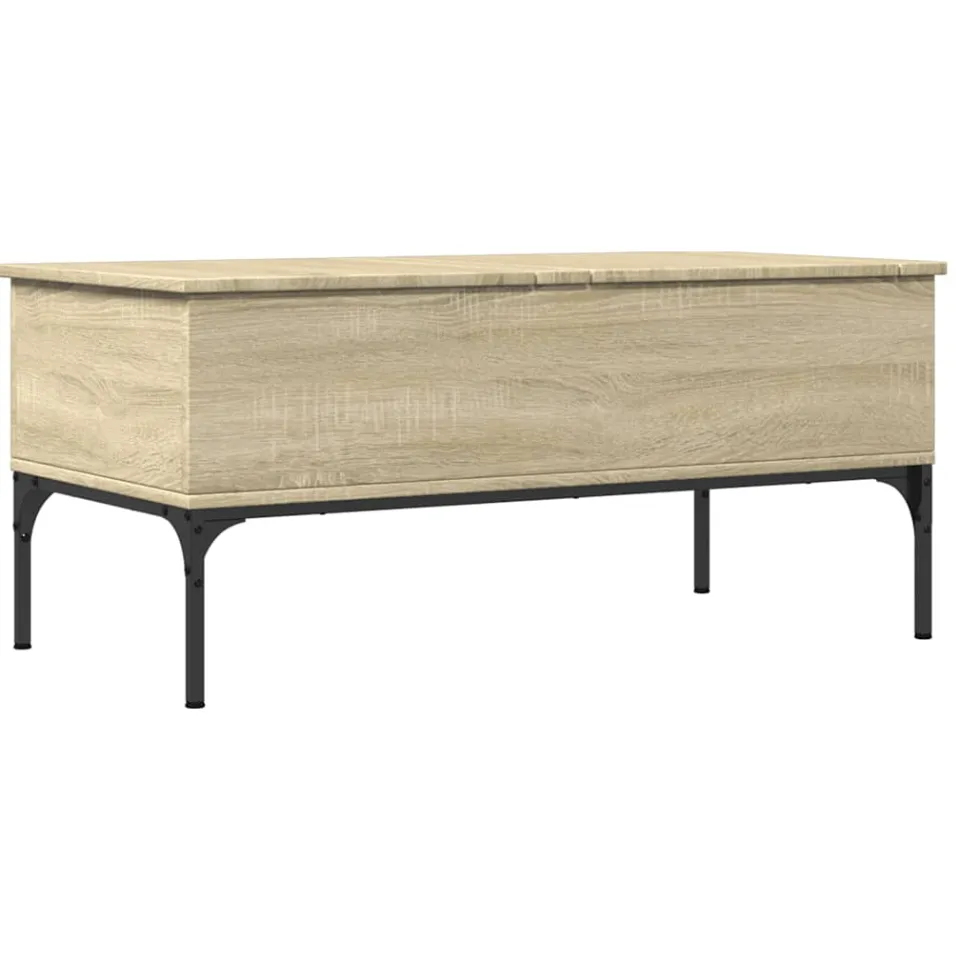 vidaXL Salontafel 100x50x45 cm bewerkt hout en metaal sonoma eiken Bruin