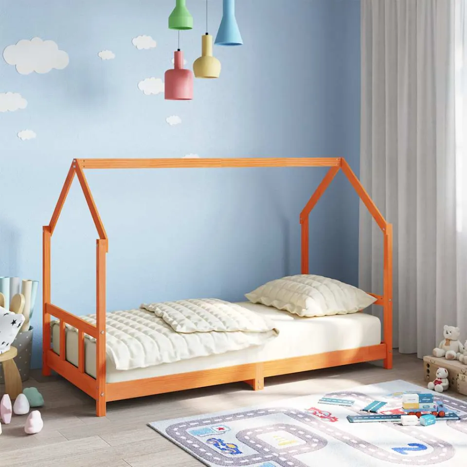 vidaXL Kinderbedframe massief grenenhout wasbruin 90x190 cm bruin, foto 3