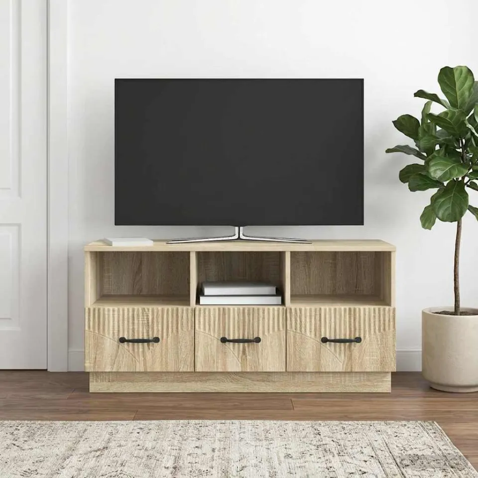 vidaXL TV-kast met lade Sonoma Eiken 102 x 34,5 x 47 cm Bewerkt hout, foto 4