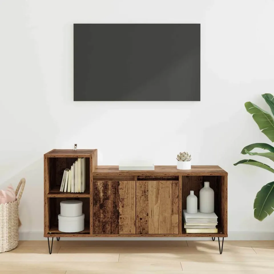 vidaXL TV-kast 100 x 35 x 55 cm Oud Hout Bewerkt hout bruin, foto 4