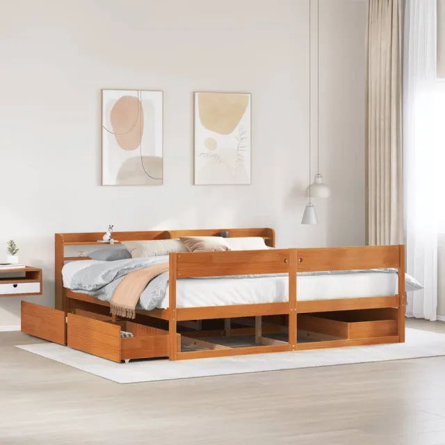 vidaXL Bedframe zonder matras massief grenenhout wasbruin 180x200 cm
