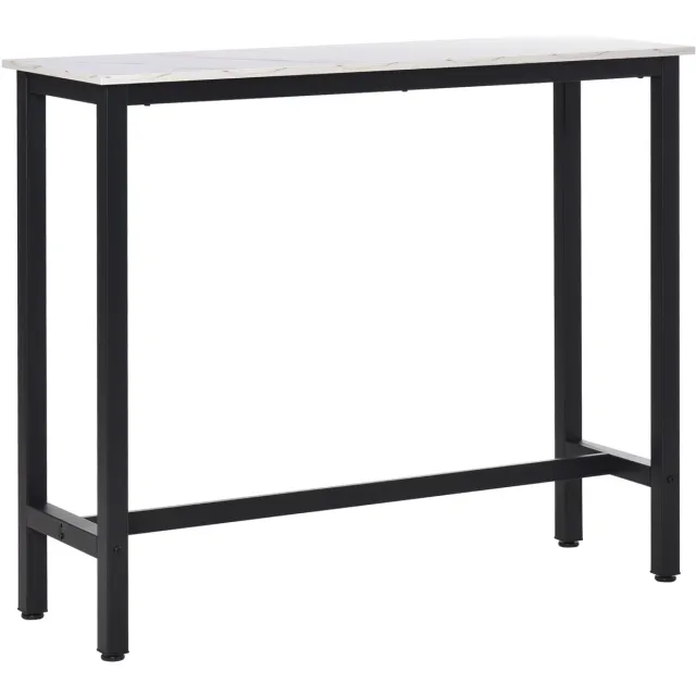 Homona Bartafel - Met marmerlook blad en stalen frame - 120 x 40 x 100 cm - Wit/Zwart