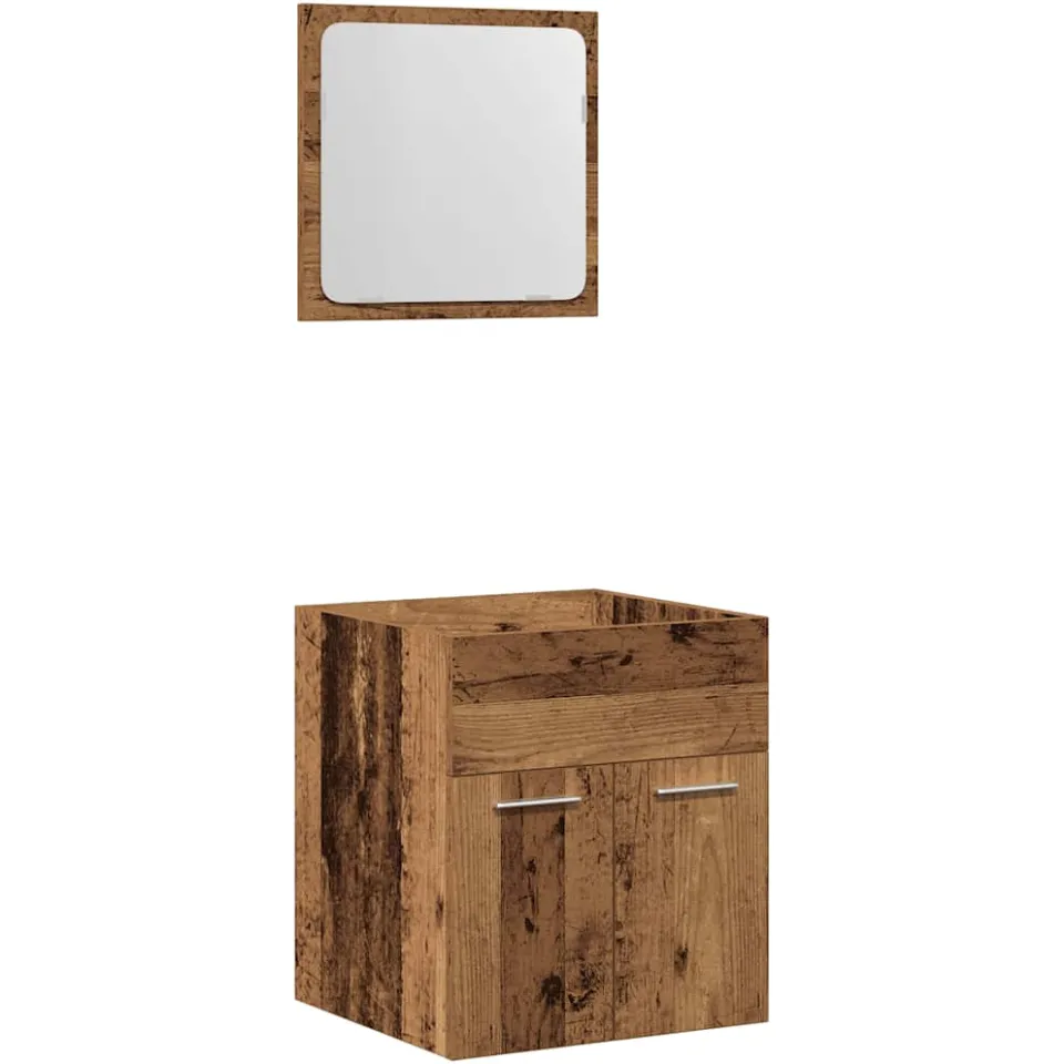 vidaXL 2-delige Badkamermeubelset bewerkt hout oud houtkleurig Bruin