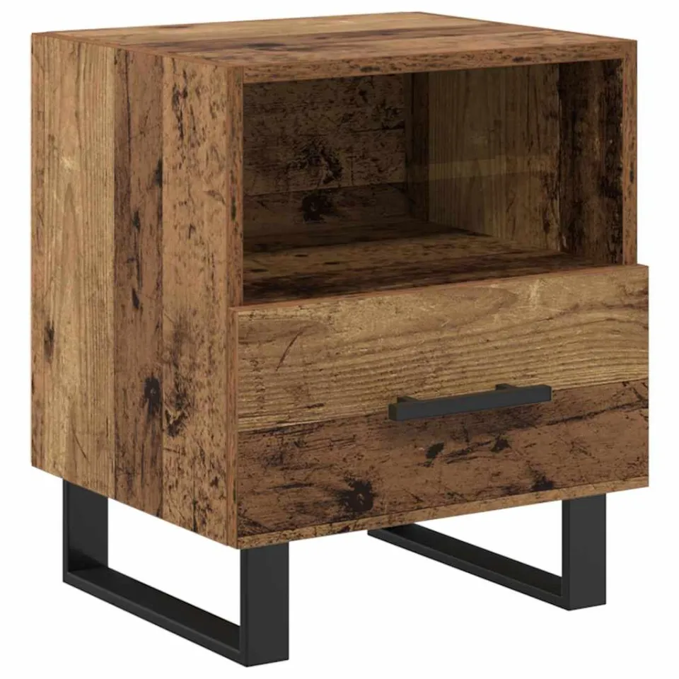vidaXL Nachtkastje Oudhout 40 x 35 x 47,5 cm Bewerkt hout bruin, foto 3