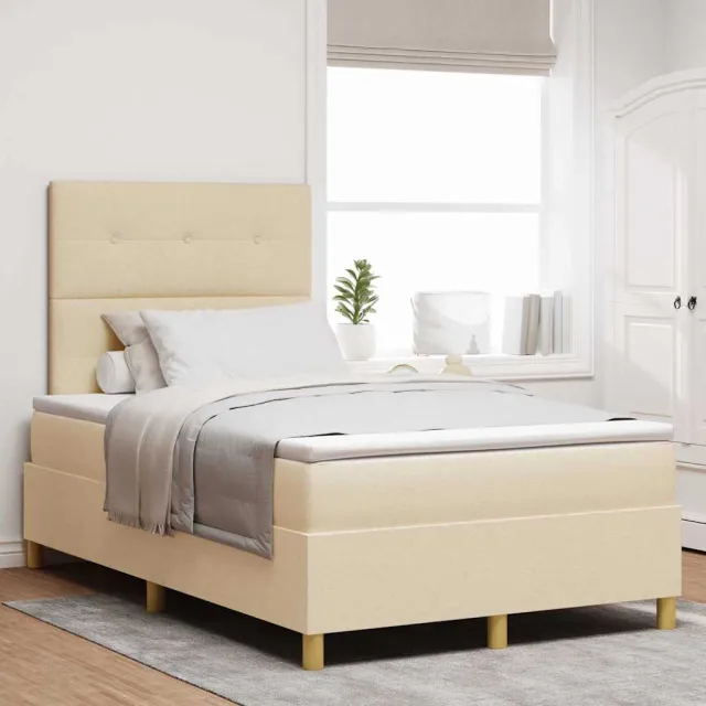 vidaXL Boxspringbed met hoofdeinde Crème 120 x 190 cm Stof Lichtgrijs