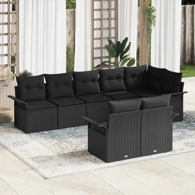 vidaXL Tuin Sofa Set 8 st Zwart poly rattan, foto 2