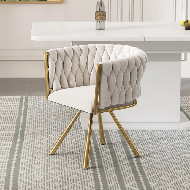 Zubaliya Draaistoel 58x55x45 cm - Velvet Stoel Met 360 Graden Rotatie En Stalen Onderstel Beige Goud