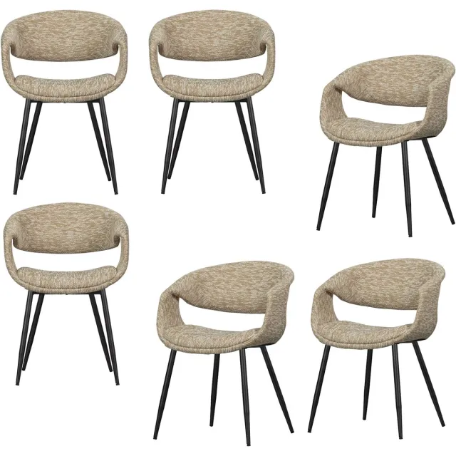 WOOOD Yossi Eetkamerstoelen Met Metalen Zwarte Poot - Zand - Set van 6