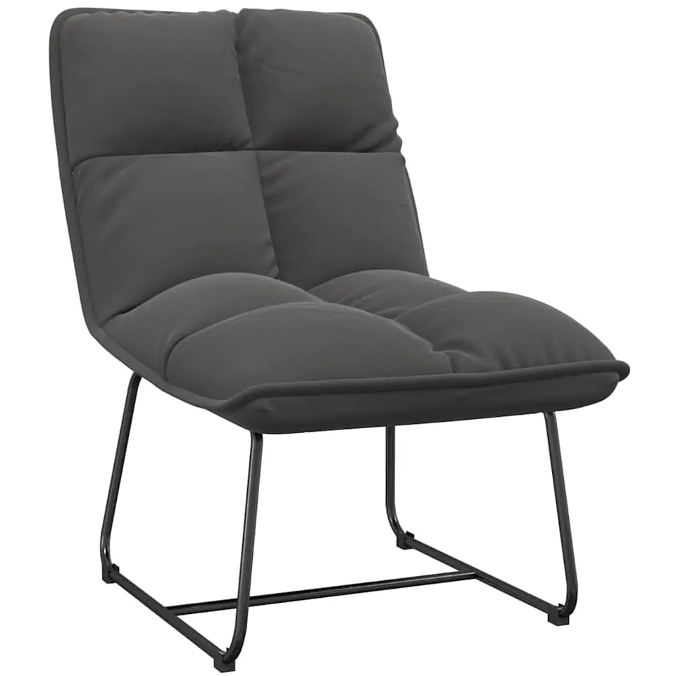 vidaXL Loungestoel met metalen frame fluweel donkergrijs grijs, foto 3