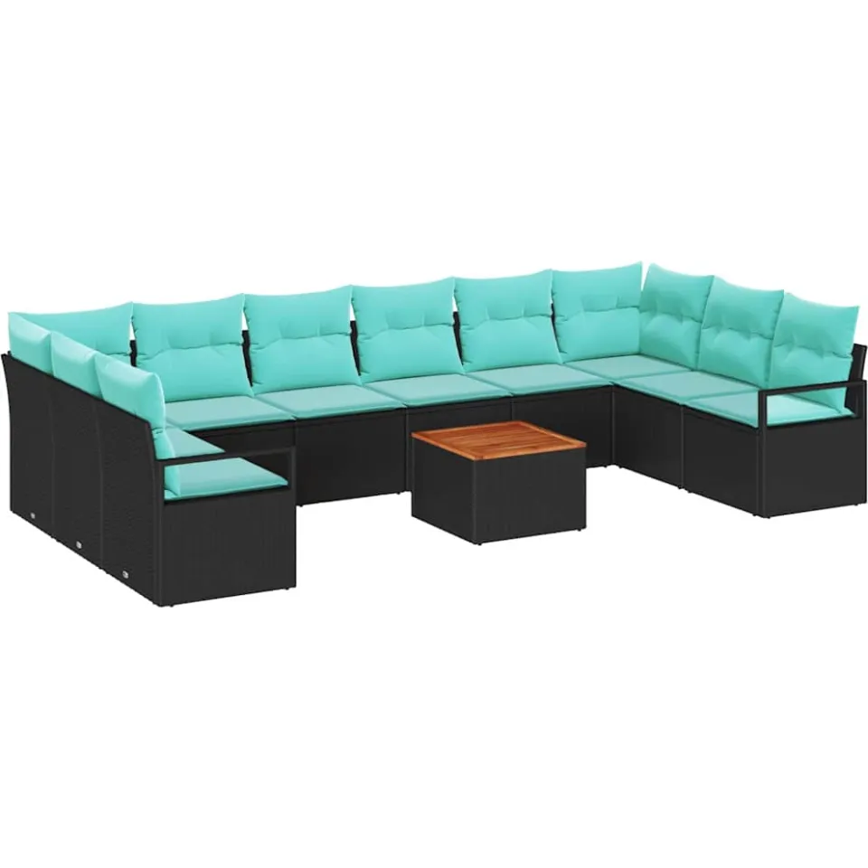 vidaXL Tuinbankenset 11 st Zwart poly rattan