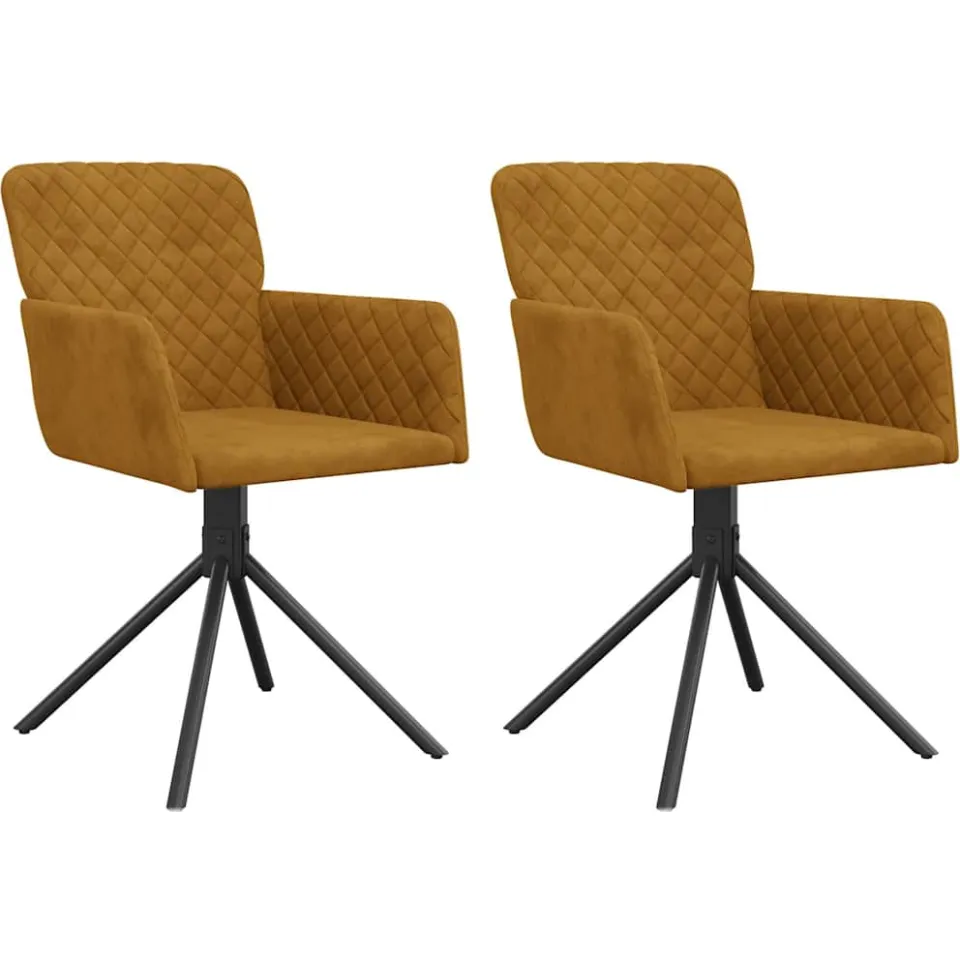 vidaXL Eetkamerstoelen draaibaar 2 st fluweel bruin, foto 3