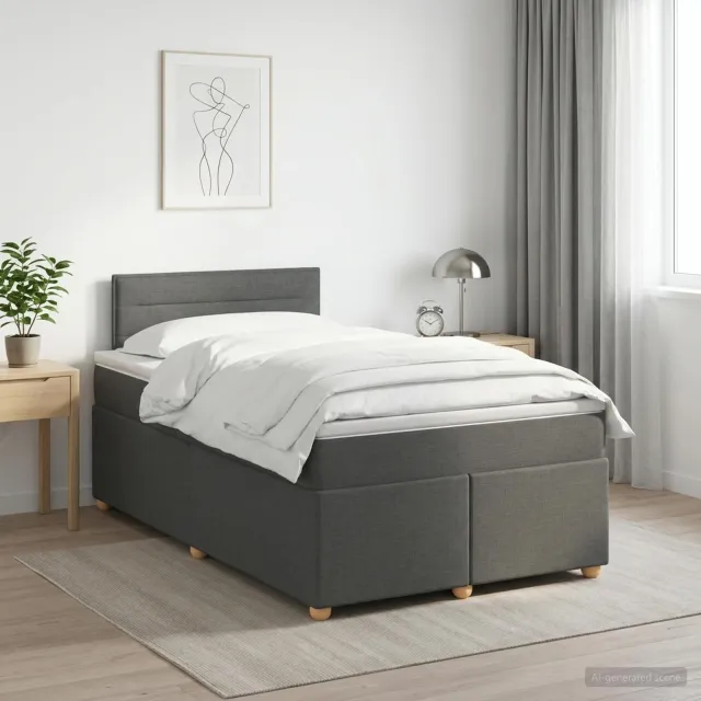 vidaXL Boxspringbed met matras Donkergrijs 120 x 200 cm Stof