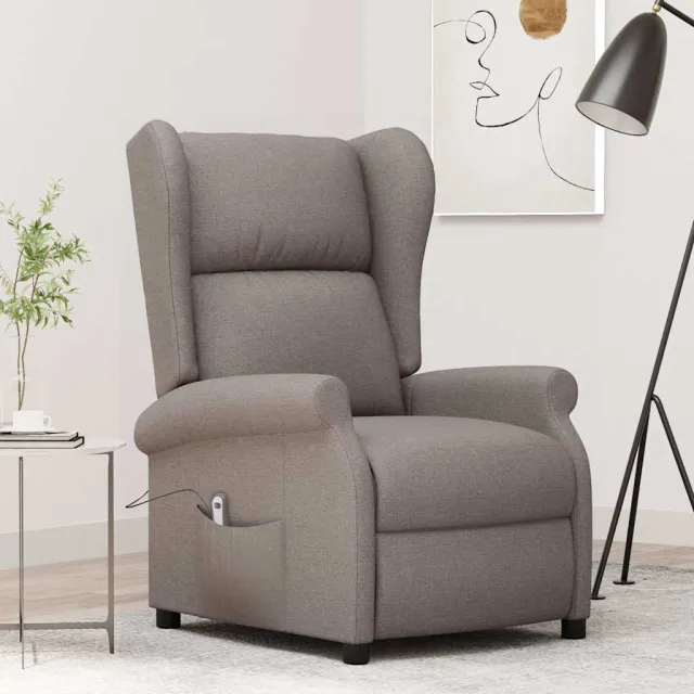 vidaXL Fauteuil verstelbaar elektrisch stof taupe