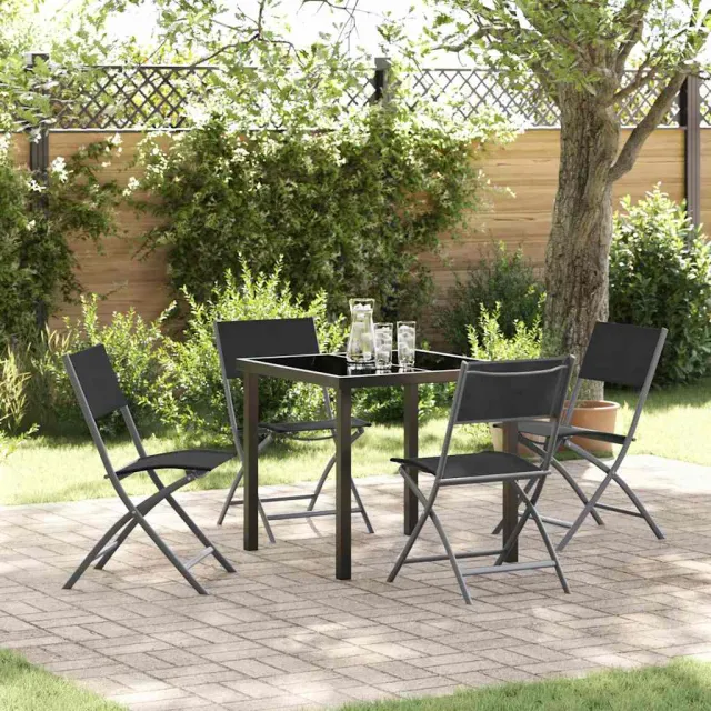 vidaXL Tuin eettafelset 5 st Zwart Gepoedercoat staal, foto 2