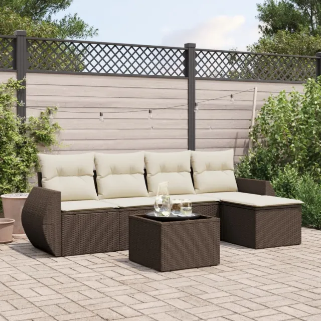vidaXL 6-delige Loungeset met kussens poly rattan bruin, foto 2