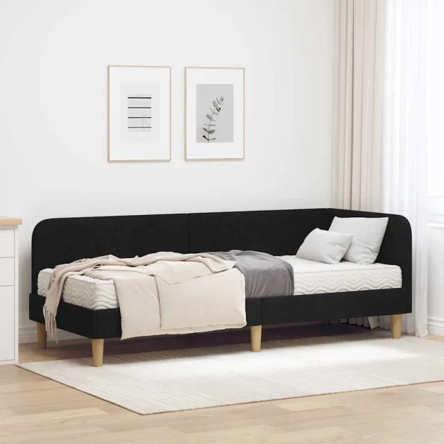 vidaXL Hoekbedframe Zwart 80 x 200 cm Stof