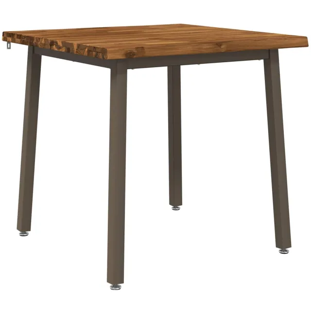 vidaXL Eettafel - met - levendige - rand - 90 - x - 90 - x - 75 - cm - Massief - Acacia - Hout Natuurlijk en Koffie